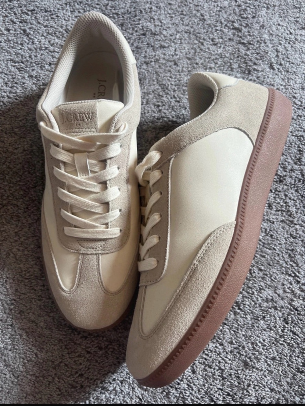 J. Crew Men’s Cream Suede & Leather Low-Top Sneakers NEW 10
